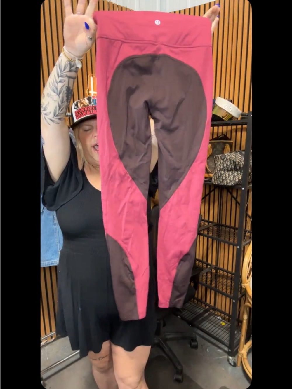 lululemon Raspberry and Choclate Colorblock Leggings